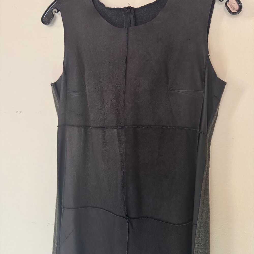 Illia Suede Leather Front - Felted Wool on Back Ankle Length Dress - Size S